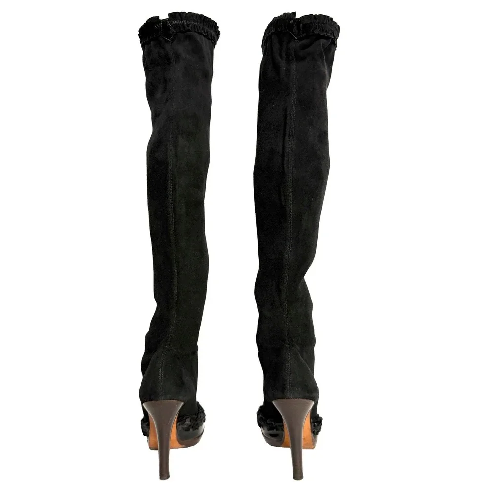 Yves Saint Laurent Tom Ford Fall 2002 Runway Thigh High Suede Boots 36.5